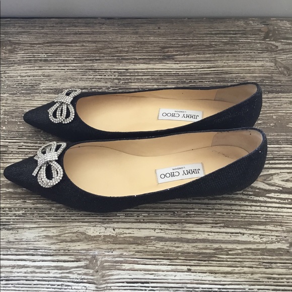Jimmy Choo Crystal Bow Flats, Size 40.5, NWOT - Picture 2 of 4